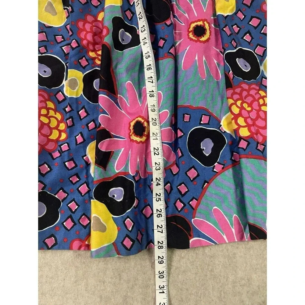 Worthington Vintage 80's Pleated Colorful Floral Midi Skirt w/ Pocket Size 12 - Picture 8 of 13